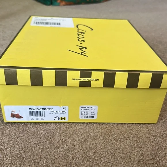 NIB Sam Edelman Circus Miranda Tangerine Tango Ankle Strap Block Heeled Sandals - Picture 2 of 9